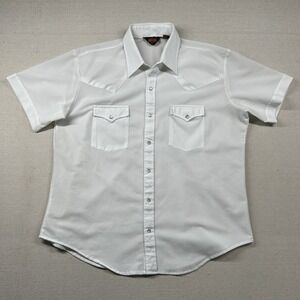 Vintage Stir-Ups Shirt Mens XL Pearl Snap Western Cowboy Stretch Polyester Farm